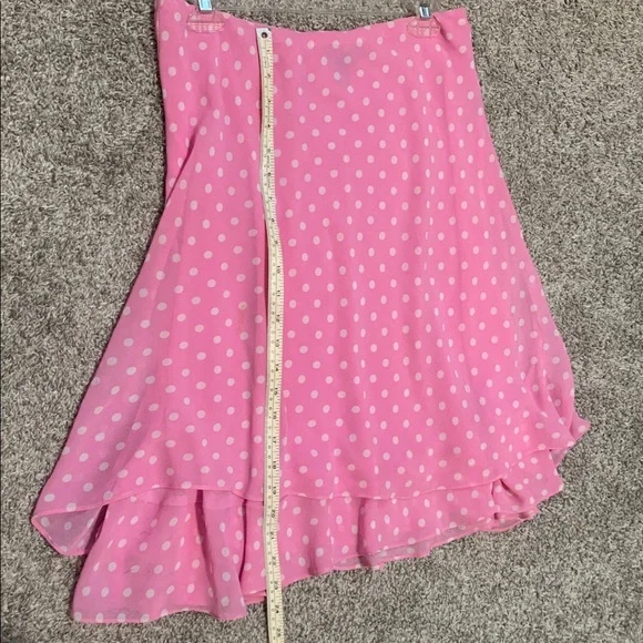 Y2K Chaps Pink Polka Dot Ruffle Hem Skirt - Picture 6 of 7